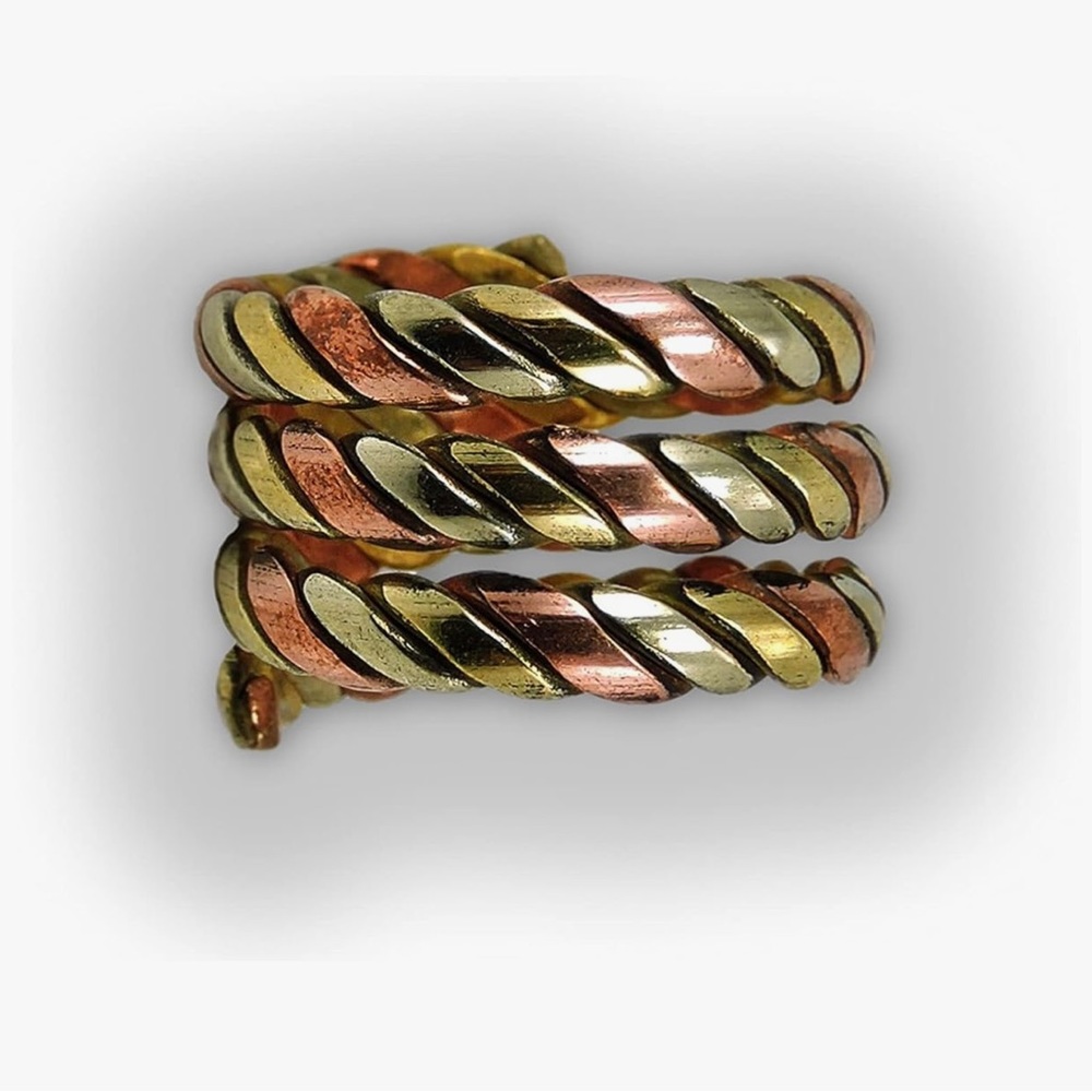 Handmade Twisted Three Metal Medicine/Healing Spiral Ring From Nepal
